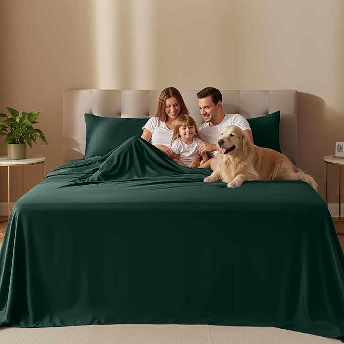 Utopia Bedding Full Size Sheet Set – 4 Piece Bed Sheets, Soft and Breathable Microfiber, Includes 1 Fitted Sheet, 1 Flat Sheet and 2 Pillowcases – Oeko Tex (Emerald Green)