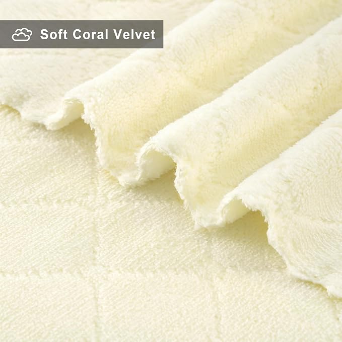 Homaxy 12 Pack Dish Towels for Kitchen (10 x 20 Inches, Cream Yellow), Super Soft and Absorbent Coral Velvet Dish Cloths for Washing Dishes, Nonstick Oil Fast Drying Microfiber Cleaning Cloth