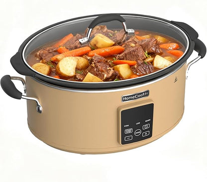 HOMECOOKIN Slow Cooker, Extra Large 10 Quart Programmable Slow Cookers, Dishwasher Safe Glass Lid & Crock, Kitchen Appliance for Families and Gatherings, Brown