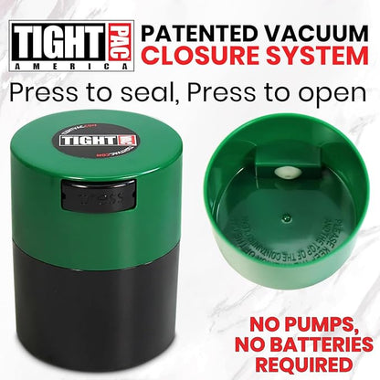 Tightvac - Premium Airtight Herb Storage Container - Holds ½ oz to 3 ounces - Keep Your Herbs and Dry Goods Fresh and Flavorful. Black Green
