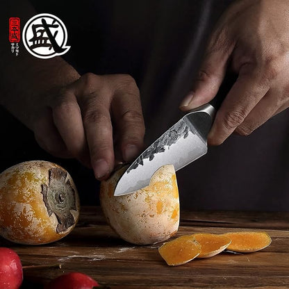 MITSUMOTO SAKARI 4.5-Inch Japanese Paring Knife, SKD-11 Steel | Compact paring knife for peeling, slicing and trimming, 3-layer SKD-11 steel, non-stick coating, pakkawood handle