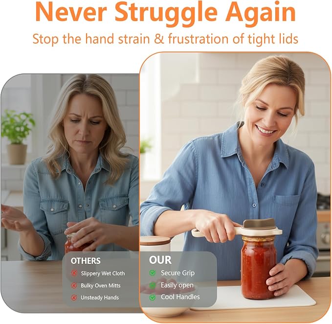 2026 New 4-in-1 Jar Opener - Adjustable Stainless Steel Lid Remover for Seniors & Arthritis Sufferers, Fits Kitchen Jars, Bottles & Cans GHTDY21