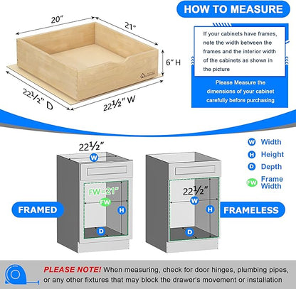 WelFurGeer Soft Close Pull Out Drawer for Kitchen Cabinets, 20" W x 21" D Pull Out Cabinet Organizer, Heavy-Duty Cabinet Organizer with Easy Installation, Space-Saving Pullout Drawer for Home, Kitchen