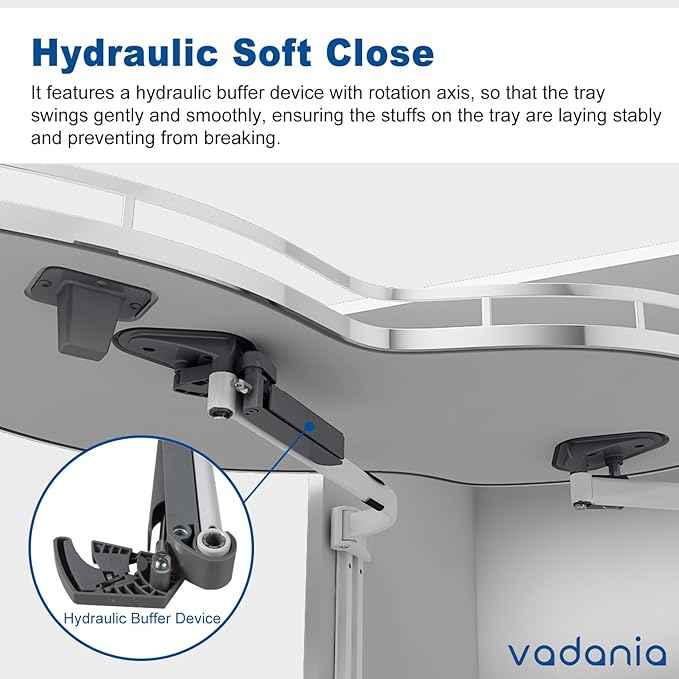VADANIA Right Swing Pull Out Organizer for 36" Blind Corner Kitchen Cabinet, 2 Tiers Swing Tray, Soft Close, Right Handed Open