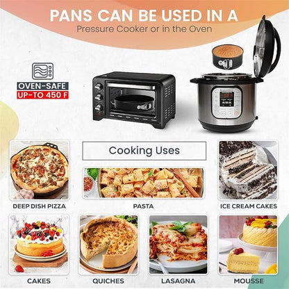 RFAQK 4 Inch Mini Cheesecake Pans Leakproof, 4pcs Small Nonstick Springform Pans with Removable Bottom, Includes 50pcs Parchment Papers, E-Book, Perfect for Baking Mini Cakes, Pizzas, Quiches & More!