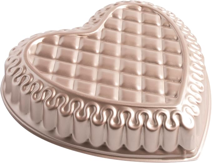 Nordic Ware Formed Quilted Heart Pan, 9 Cup, Golden Hour