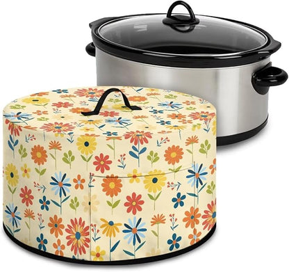 Colorful Floral Slow Cooker Cover Protection Crock for Pot Dust Cover Fits for Most 6-8 Quart Slow Cooker Dustproof Small Appliance Accessories Decor