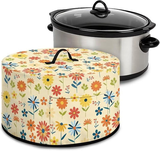 Colorful Floral Slow Cooker Cover Protection Crock for Pot Dust Cover Fits for Most 6-8 Quart Slow Cooker Dustproof Small Appliance Accessories Decor