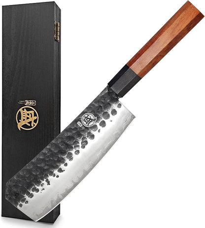 MITSUMOTO SAKARI 7-Inch Japanese Boning Knife, 9Cr18MoV Steel | Narrow pointed blade for deboning and trimming, 3-layer 9Cr18MoV steel, rosewood handle, sandalwood box
