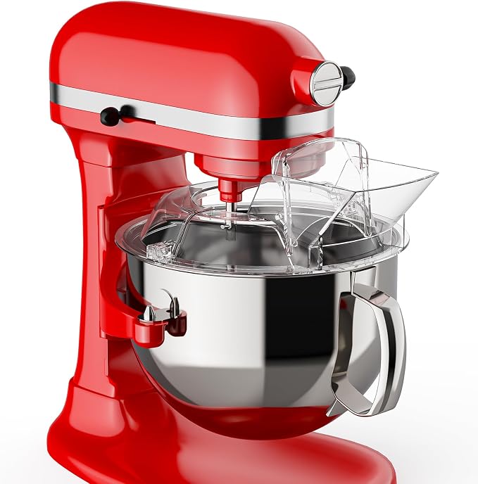 GVODE Pouring Shield for KitchenAid Mixer & Splash Guard Attachment - Universal Fits 5.5-8QT Bowl-Lift Stand Mixers, Compatible with Professional 600/650/6500 Design Series, Only Stainless Steel Bowl
