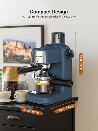 KEENSTAR 3.5Bar Espresso Machine with Milk Frother, 800W Compact Espresso and Cappuccino Maker, Preheating Function, 4-Cup Espresso Maker for Latte or Cappuccino, Upgraded Version