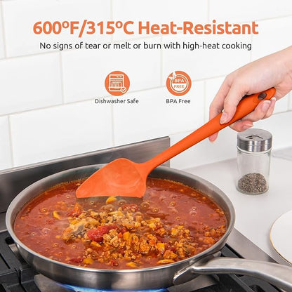 U-Taste 600ºF Heat Resistant Silicone Spatulas: Flexible Food-Grade Silicon Baking Scraper, Kitchen Cooking Mixing Utensils with Upgraded Sturdy Handle Tip for Nonstick Cookware (4-Pc., Orange)