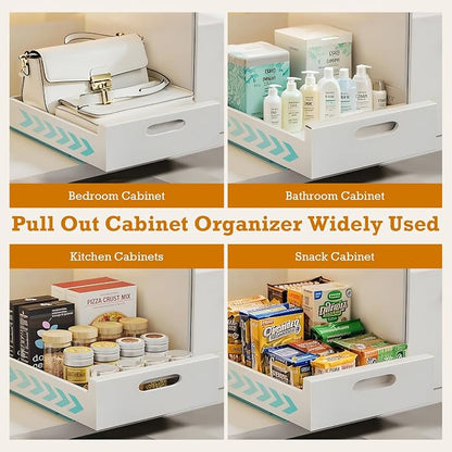 Buachois Pull Out Cabinet Organizer,1 PC Multifunctional 16.9Deep Pull Out Drawers for Cabinets Carbon Steel Slide Out Drawers for Kitchen Bathroom Cabinet Organizer Pantry