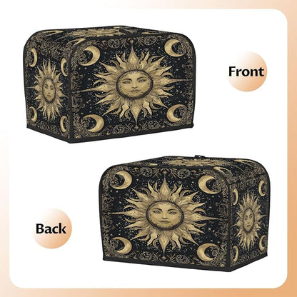 4 Slice Golden Sun Moon Toaster Cover Waterproof Dust Fingerprint Bread Machine Cover Washable Kitchen Appliance Protector For Home Kitchen Bakeware Table Decor Women Gifts