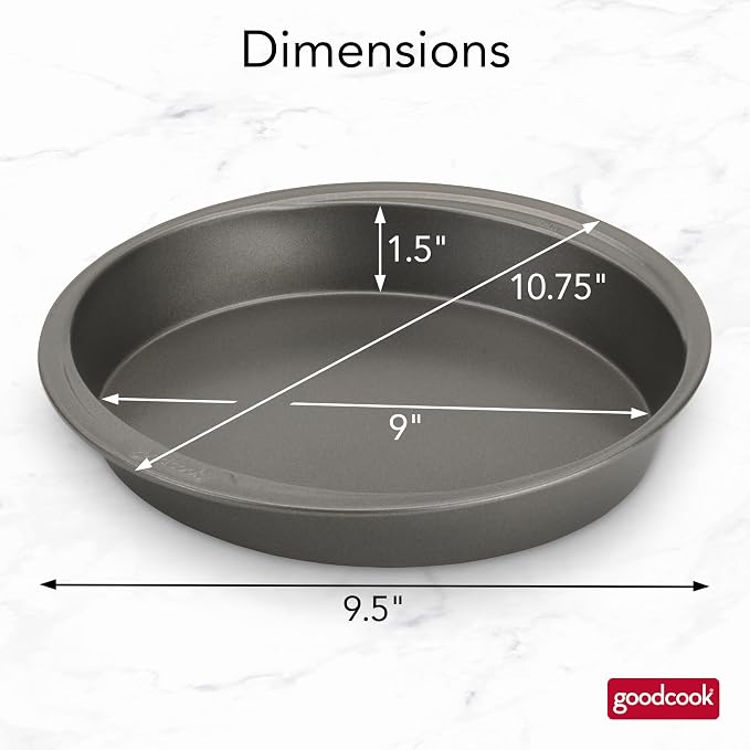 GoodCook Everyday Nonstick Steel Round Cake Pan, 9-Inch, Gray