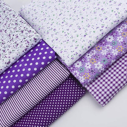 7Pcs 20" x 20" Cotton Fabric DIY Making Supplies Quilting Patchwork Fabric Fat Quarter Bundles DIY for Quilting Cotton Patchwork Cushions (Purple, 20" x 20")