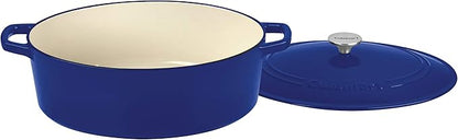 Cuisinart Chef's Classic Enameled Cast Iron Dutch Oven with Lid, Porcelain Enameled Interior, Oven Safe, Induction Compatible, 7-Quart, Oval, Cobalt