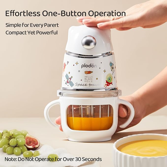 Baby Food Maker, 10oz Glass Baby Puree Blender with Cup Sleeve for Fruit,Vegatable&Meat, 316 Stainless Steel 8-Blade Mini Baby Food Processor with Brush,Strainer Plate&Spatula, Silver (35000RPM)