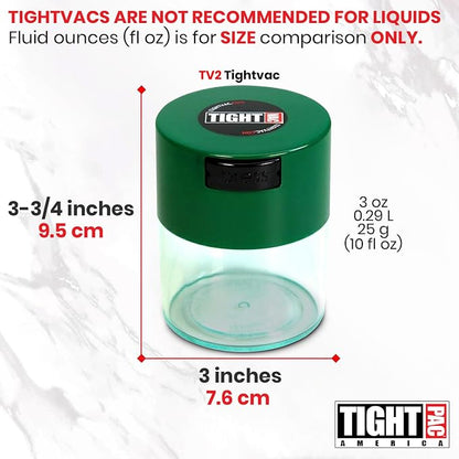 Tightvac - Premium Airtight Herb Storage Container - Holds ½ oz to 3 ounces - Keep Your Herbs and Dry Goods Fresh and Flavorful. Clear Green