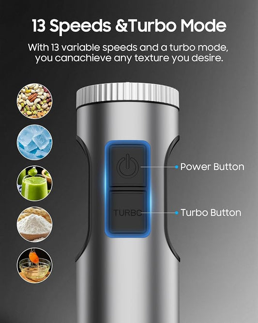 Handheld Immersion Blender, Wired, 11-Speed Adjustable, 1000W Pure Copper Motor, Gift-Box Packaging, Perfect For Smoothies And Soup Mixing, Essential Kitchen Helper