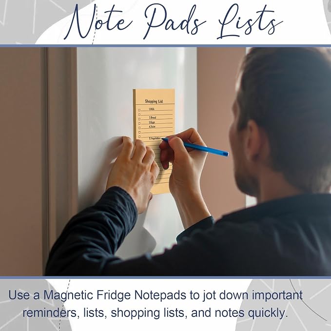 Utron 6 Pack Vintage Magnetic Notepads for Refrigerator, 50 pages/book Grocery List Magnet Pad for Fridge, Design MagneticGrocery List Pad for Fridge, Grocery List Notepad, To-Do List