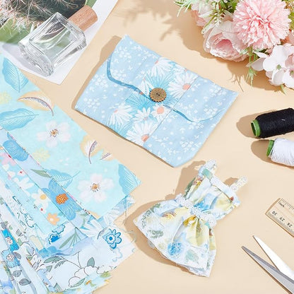 NBEADS 40Pcs Fabric Jelly Rolls, 100% Cotton Quilting Fabric 39x2.6 Inch Flower Pattern Fabrics Strips Precuts Quilt Strips for Blanket Upholstery Home Decor and Purse Making, Blue