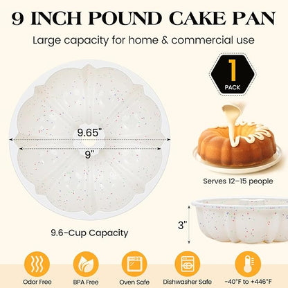 Vinino 9.6" Silicone Fluted Tube Cake Pans with Metal Reinforced Frame, Pound Cake Pan Mold, BPA Free Silicone Cake Pans for Cake, Bread, Jello, Gelatin, Flan