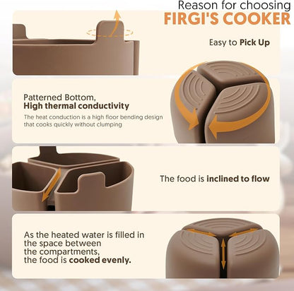 Silicone Rice Cooker Divider, Triple Slow Cooker Liner for Instant Pot 6 Quart & Rice Cooker 3 Cups (Uncooked), Food-Grade Silicone Dividers, Cook 3 Meals at Once, Reusable & Dishwasher-Safe