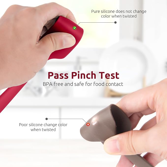 U-Taste Small Mini Silicone Spatula: 9×2inch 600ºF Heat-Resistant Food-Grade Jar Scraper for Kitchen Use, Non-Stick Seamless Flexible Baking Utensil for Mixing, Scraping Jam in Bowl or Cup (Red)