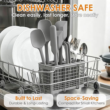 5-Piece Silicone Spatula Set for Baking, 446°F Heat Resistant Non-Stick Cooking Utensils, BPA-Free Food Grade Silicone Scrapers, Non-Scratch Flexible & Dishwasher Safe, Grey