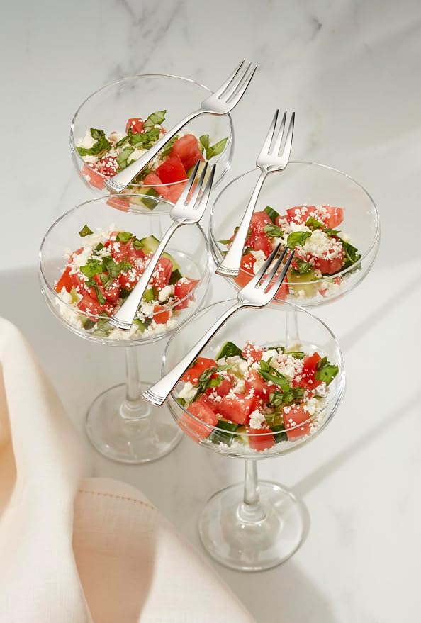 Lenox Silverware Set, Portola Cocktail Forks, Set Of 4, Service For 4, 18/10 Stainless Steel, Dishwasher Safe, Flatware Utensils, Cutlery, Forks Stainless Steel, Kitchen And Dining (Silver, 4 Piece)