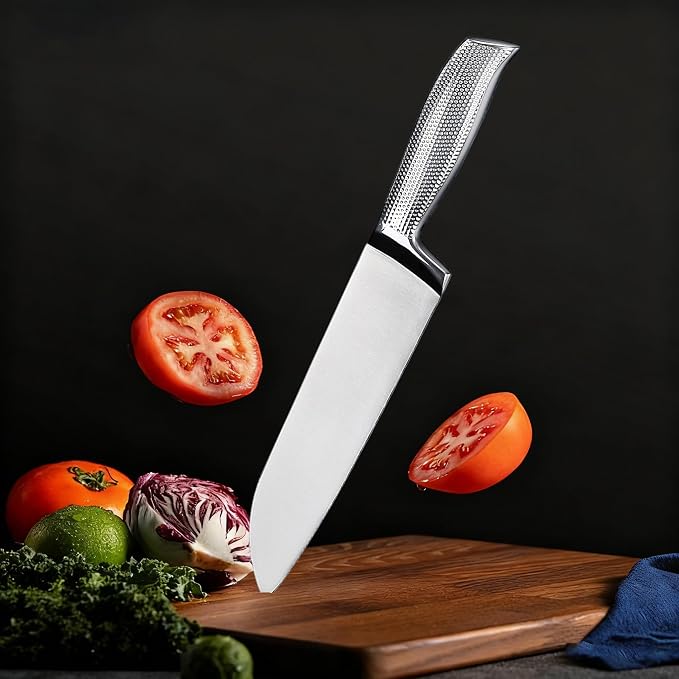 3-Piece Chef Knives Set, Razor Sharp Kitchen Knives with Ergonomic Non-Slip Handle & Sturdy Blade, 8” Chef, 7" Santoku, 5" Utility Knife, for Home Cooks & Professional Chefs