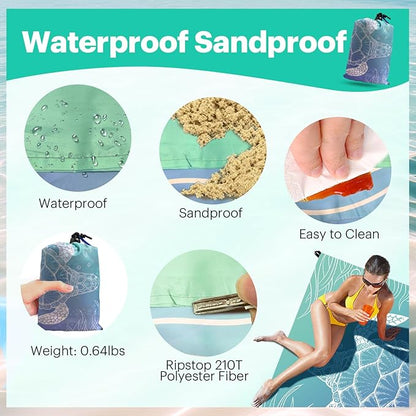 EASYFUN Beach Blanket Sandproof Oversized, 79''×83'' Extra Large Beach Mat, Portable Picnic Mat for Travel Camping Hiking, Lightweight Beach Essentials Family Water Resistant Mat