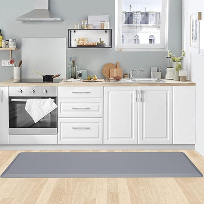 KitchenClouds Kitchen Mat Cushioned Anti Fatigue Kitchen Rug 17.3"x60" Water Resistant Non Slip Kitchen Rugs and Mats Standing Desk Mat Comfort Floor Mats for Kitchen House Sink Office (Grey)