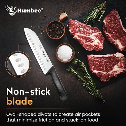 Cuisine Pro 7-Inch Chef Knife – NSF Certified High Carbon Stainless Steel Blade – Extra-Wide Razor-Sharp Edge – Ergonomic Non-Slip Handle – Dishwasher Safe