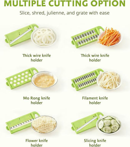 Mandoline Slicer for Kitchen, Adjustable Mandoline Food Slicer, Vegetable Slicer, Potato, Onion, Cucumber, Veggie Slicer, Multifunctional Vegetable Chopper with Container, Essential Kitchen Gadgets