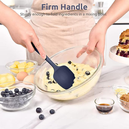Heat Resistant Silicone Spoon Spatula: U-Taste 600ºF High Heat Flexible 11.38in Silicon Mixing Stirring Cooking Scraping Baking Bowl Scraper Seamless Spreader for Nonstick Cookware (Midnight Blue)