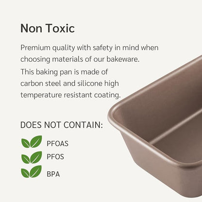 HAPPIELS 5x9in Nonstick Loaf Pan 1lb for Oven Baking, PFOA & BPA Free | Non Toxic Loaf Tin | Molds for Baking | Best 9 x 5 Non stick Bakeware | Nontoxic 5x9 Banana Bread Mold Pans & Tins
