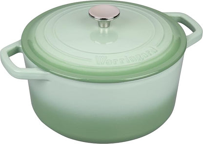 VORRINGARD Enameled Cast Iron Dutch Oven Pot with Lid, for Bread Baking, Round Bread Oven- include Sourdough Bread Baking Supplies Set, 4.5QT, Green