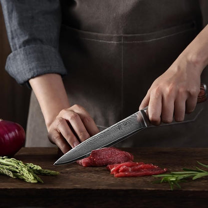 Wakoli EDIB 4-Piece Damascus Knife Set – Professional Kitchen Knife Set, 67-Layer Genuine Damascus Steel, High Carbon Stainless Steel Core (VG10), Ergonomic Pakkawood Handles, In Elegant Gift Box