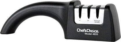 Chef'sChoice Professional Manual Knife Sharpeners AngleSelect for 15- and 20-Degree Straight-Edge and Serrated Knives with Diamond Abrasives Precise Angle Control & Compact Footprint, 2-Stage, Black