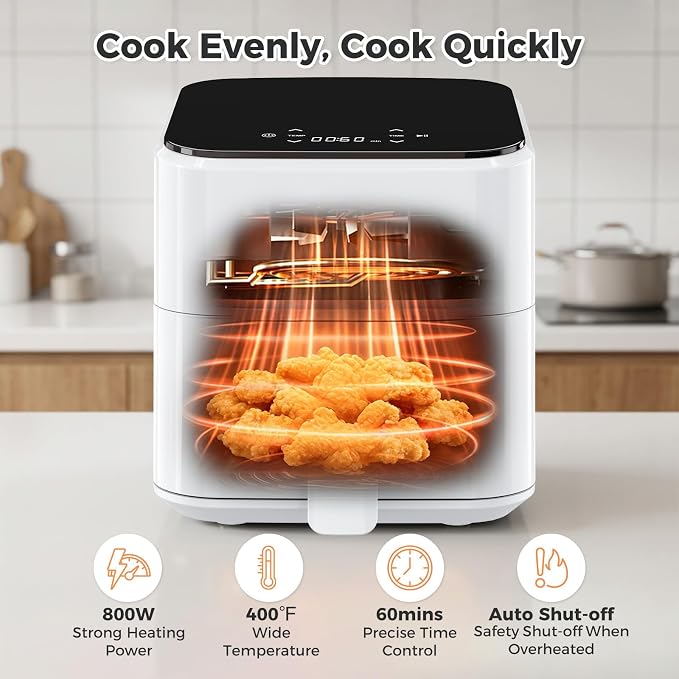 NEWBULIG Air Fryer, Compact Digital 3 Qt Airfryer with Nonstick Plate & Dishwasher Safe Basket, Quick Easy Meals, Features Auto Shutoff and Simple Touchscreen, Ideal for Small Spaces