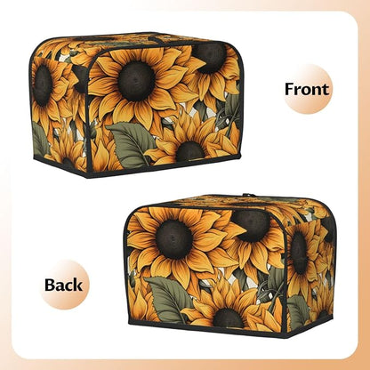 Sunflower Pattern 2 Slice Toaster Cover Wide Slot Dustproof Bread Maker Cover Fingerprint Protection Kitchen Appliance Cover Toaster Bag