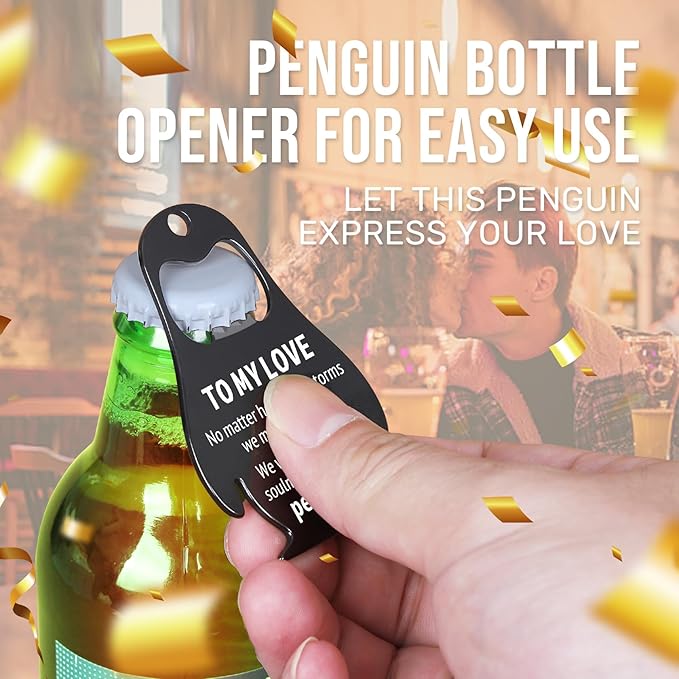 Dad Gifts for Fathers Day, Husband Valentines Day Gifts for Him, To My Love - Beer Bottle Opener, Kitchen Gadgets Gift for Husband from Wife, Penguin Valentine’s Decorations, Fathers Day Birthday Gift