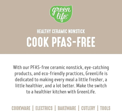 GreenLife 2.5QT Nonstick Saucepan with Glass Lid, Soft Grip, PFAS-Free Ceramic, Multipurpose Chef Pan, Milk & Sauce Cooking Pot, Dishwasher & Oven Safe to 350˚F, Stay-Cool Handle, Taupe