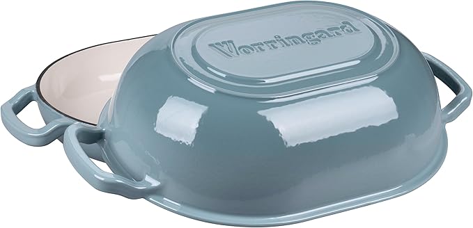 VORRINGARD Enameled Cast Iron Sourdough Bread Oven, Dutch Oven, Loaf Cast Iron Bread Pan for Homemade Bread Baking, Meatloaf Pan with Lid, 7QT, Sea Salt