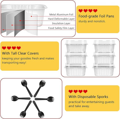 LNYZQUS Mini Cake Pans with Lids and Spoons,10oz Disposable Small Foil Baking Tins,40 Pack Individual Cake Containers for Home Bakers Bake Sales-White,4x4 Square