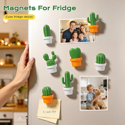 Renmxj 12 Pcs Refrigerator Magnets - Cute Mini 3D Cactus Fridge Magnets, Funny Lifelike Succulent Plant Magnets for Kitchen, Office, Locker, Whiteboard Decor (Yellow and White)