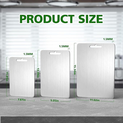 Titanium Cutting Board Cutting Boards for Kitchen Double Sided Pure Titanware Cutting Board Hygiene Durable Dishwasher Safe Food-Grade Metal Chopping Boards Non Toxic 3 PCS