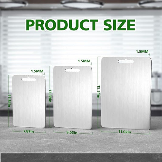 Titanium Cutting Board Cutting Boards for Kitchen Double Sided Pure Titanware Cutting Board Hygiene Durable Dishwasher Safe Food-Grade Metal Chopping Boards Non Toxic 3 PCS